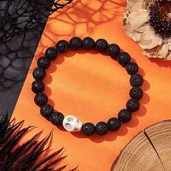 8.5 mm runde Stretch-Armbänder aus natürlichem Lavastein&nbsp;BJEW-JB10465-04
