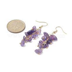 Natürliche Amethyst-Chips baumeln Ohrringe&nbsp;EJEW-JE05266-01