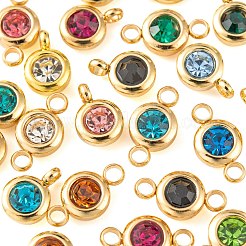 24 Stück 12 Farben 304 Edelstahl Strass Charms & Verbinder Anschlüsse&nbsp;STAS-LS0001-28G