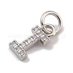 Lettre initiale en laiton avec breloques en zircone cubique&nbsp;KK-Q814-26I-P