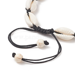 Tobilleras con cuentas trenzadas de concha de cauri natural&nbsp;AJEW-AN00516-02