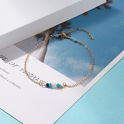 Natürlich gefärbte Malaysia Jade Link Fußkettchen für Frauen&nbsp;AJEW-AN00474-03