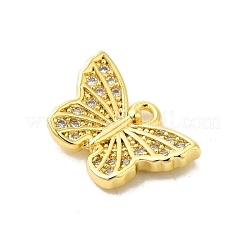 Colgantes de circonita cúbica micro pavé de latón chapado en forma de mariposa&nbsp;KK-S396-08B