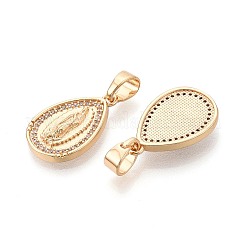 Ciondoli religiosi in ottone con pavé di zirconi cubici trasparenti&nbsp;KK-T081-06G