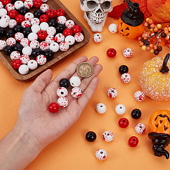 Halloween-Thema bedruckte Naturholzperlen&nbsp;WOOD-ME0001-07
