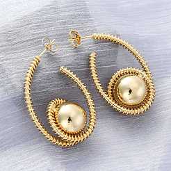 Orecchini a spirale con perno in ottone rotondo&nbsp;EJEW-R025-04G