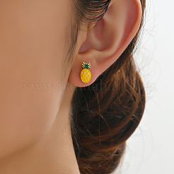 Boucles d'oreilles à tige en laiton en forme d'ananas&nbsp;IH2278