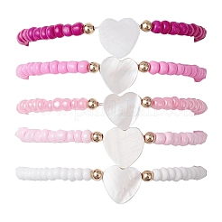Set di braccialetti elasticizzati con perline di semi di vetro da 5 pz e 5 colori&nbsp;BJEW-MZ00127
