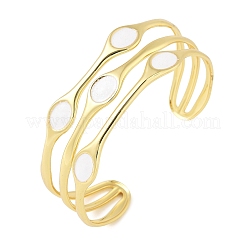 Bracciali rigidi multistrato in ottone smaltato per donna&nbsp;BJEW-A173-01G-02