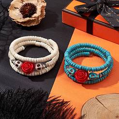 Ensembles de bracelets enroulés en résine et turquoise synthétique&nbsp;BJEW-JB10759
