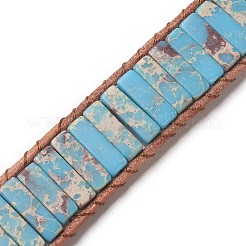 Bracelets perlés en cordon de jaspe avec régalite naturelle / jaspe impérial / sédiment marin&nbsp;BJEW-E351-03C