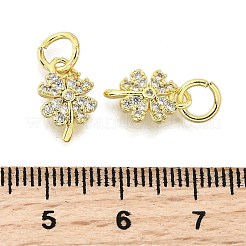 Kleeblatt-Anhänger aus Messing mit Mikropflaster und klaren Zirkonia&nbsp;KK-K300-10G