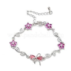 Bracelets à maillons en laiton micro pavé de zircones cubiques pour femmes&nbsp;BJEW-C156-04E-03P