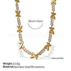 Collane a catena a forma di X in acciaio inossidabile 304 con strass di cristallo per donna&nbsp;WG9D37B-02