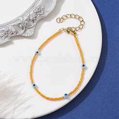 Bracelet en perles de verre et lampwork contre le mauvais œil avec fermoirs en acier inoxydable 304 plaqué or 18 carat&nbsp;BJEW-JB09998-04