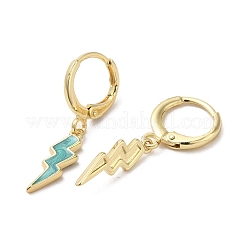 Orecchini a monachella pendenti in vero ottone placcato oro 18k con fulmine&nbsp;EJEW-L268-010G-04