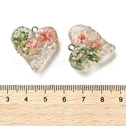 Anhänger aus transparentem Harz mit getrockneten Blumen&nbsp;RESI-A043-03C