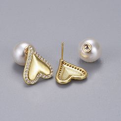 Boucles d'oreilles en laiton zircon cubique micro pavé clair&nbsp;EJEW-K083-09G