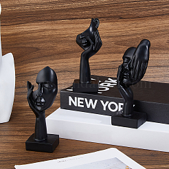 3 pièce 3 styles de décorations d'affichage de visage abstrait en résine&nbsp;AJEW-WH0270-620A