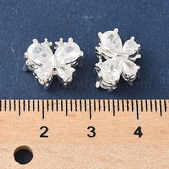 Perle di zirconi cubici trasparenti in micro pavè di ottone&nbsp;KK-G531-03S