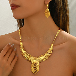 Set di collana e orecchini geometrici in lega traforata per banchetto nuziale da donna&nbsp;TW1066