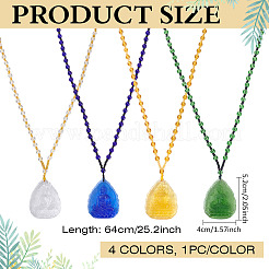 4 collier pendentif Guanyin en verre gaufré pour homme&nbsp;HJEW-ME0001-04