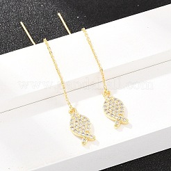 Ohrhänger aus Messing mit mikroverziertem Zirkonia-Fassung&nbsp;EJEW-H182-12G