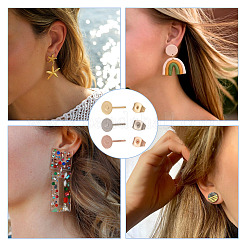60 pièce de boucles d'oreilles à tige rondes plates en acier inoxydable 304&nbsp;STAS-TA0002-47