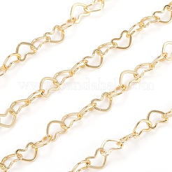 Catene a maglie a cuore in ottone&nbsp;X-CHC-D026-15A-G