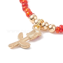 Set di collane di perline a forma di cuore in vetro stile 3 pz 3 e ottone&nbsp;NJEW-JN03965