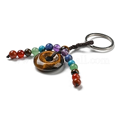 7 porte-clés pompon en pierres précieuses naturelles chakra&nbsp;G-C066-06B