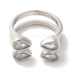 Bagues en laiton avec micro pavé de zircone cubique pour femmes&nbsp;RJEW-E295-45P