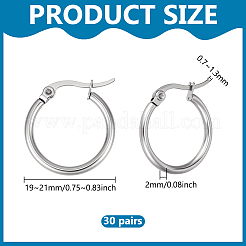 30 paire de boucles d'oreilles créoles en acier inoxydable 304&nbsp;EJEW-PH0001-37
