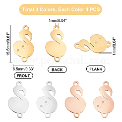 12 Stück 3 Farben 304 Edelstahl-Anschluss-Charms&nbsp;STAS-DC0007-95