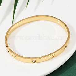 Pulseras de acero inoxidable 201 con rhinestone para mujer.&nbsp;BJEW-B138-04G