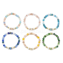 Pulseras de cuentas de perlas y vidrio chapado en color AB&nbsp;BJEW-JB13896