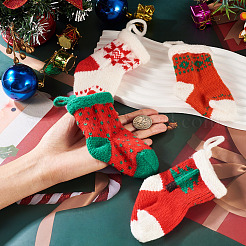 4 stücke 4 arten weihnachten polyester socken anhänger dekorationen&nbsp;AJEW-TA0003-29B