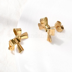 Orecchini a bottone con fiocco in acciaio inossidabile 304&nbsp;EJEW-Z136-01G