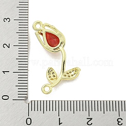 Gestell aus Messing mit Mikropflaster und klaren Zirkonia-Blumen-Anhängern&nbsp;KK-Z043-03A