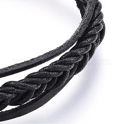 Einstellbare Lederband Multi-Strang-Armbänder&nbsp;BJEW-P099-01