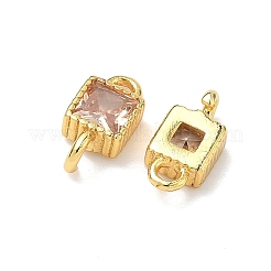 Breloques carrées en laiton pavé de zirconiums cubiques&nbsp;KK-P348-12G-04