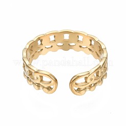 Anello polsino aperto con catena a maglie in acciaio inossidabile 304&nbsp;RJEW-T023-92P