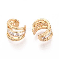 Orecchini a polsino in zircone chiaro con micro pavè di ottone&nbsp;EJEW-T047-66G