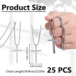 25 stücke legierung kreuz anhänger 667 edelstahl box kette halsketten&nbsp;NJEW-DR0001-13