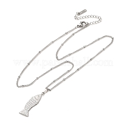 Collane estive da donna con ciondolo a forma di pesce in acciaio inossidabile 304 e catena a satellite.&nbsp;NJEW-F373-02P