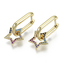 Pendientes de aro de circonita cúbica con micro pavé de latón&nbsp;KK-R137-023-NF