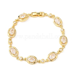 Ovale Gliederarmbänder aus Messing mit Mikropavé-Fassung aus Zirkonia für Damen&nbsp;BJEW-D387-04G-07