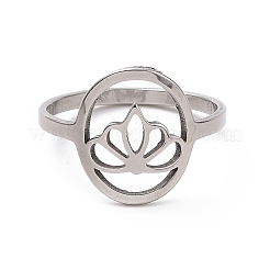 Anlaufgeschützter ovaler Fingerring aus 201er Edelstahl mit Krone&nbsp;RJEW-J051-06P