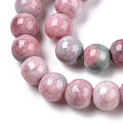 Fili di perline rotonde in vetro craquelé tinto effetto ombré&nbsp;X-GLAA-T031-01J