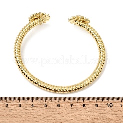 Bracelets manchettes ouvertes en laiton sertis de micro-pavés de zirconiums cubiques transparents en forme de tournesol pour femmes&nbsp;CU-CBAE7DF-49G